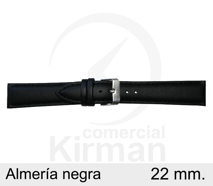 Correa Reloj Piel 22x90/130mm4020122 Almería Negra Cierre Hebilla