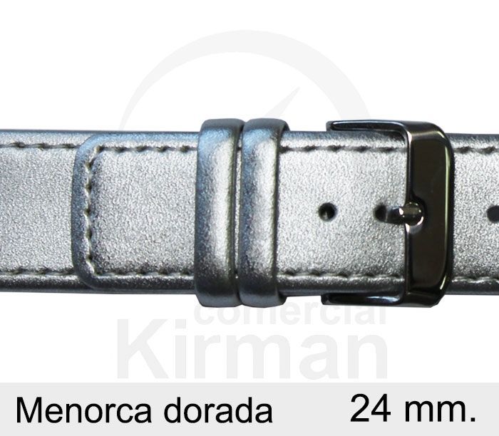 Correa Reloj Piel 24x75/115mm 140114P Menorca Plateada Cierre Hebilla