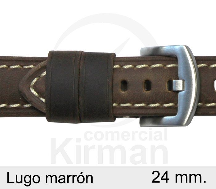 Correa Reloj Piel 24x75/115mm 140118M Lugo Marrón Cierre Hebilla