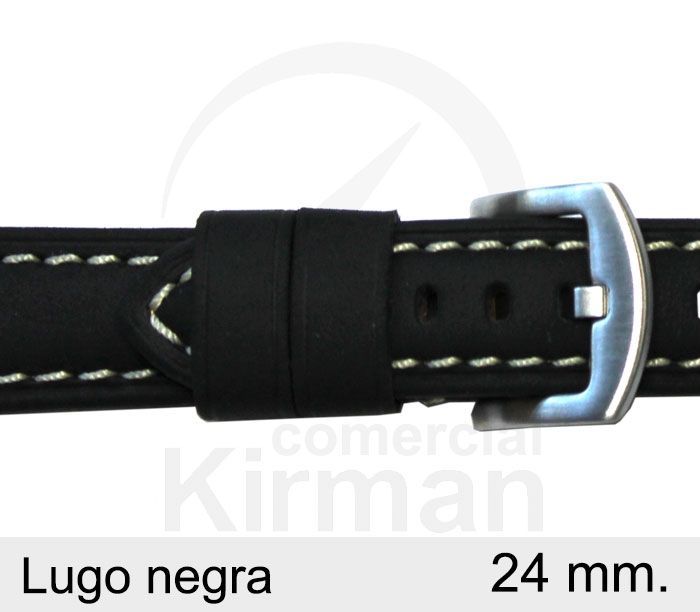 Correa Reloj Piel 24x75/115mm 140118N Lugo Negra Cierre Hebilla