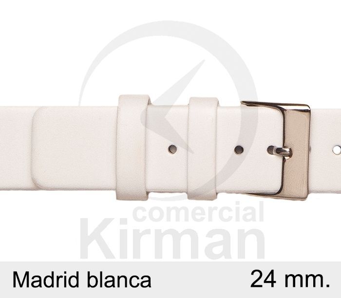 Correa Reloj Piel 24x75/115mm 140122B Madrid Blanca Cierre Hebilla