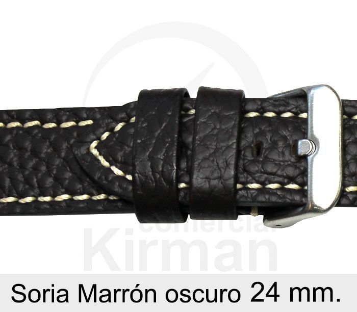 Correa Reloj Piel 24x80/120mm 140121MO Soria Marrón Oscuro Cierre Hebilla