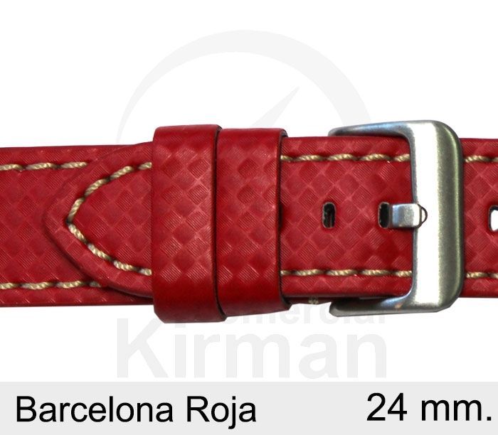 Correa Reloj Piel 24x80/120mm 140124R Barcelona Roja Cierre Hebilla