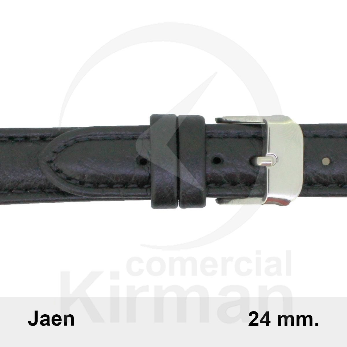 Correa Reloj Piel 24x80/120mm 140132N Jaén Negra Cierre Hebilla