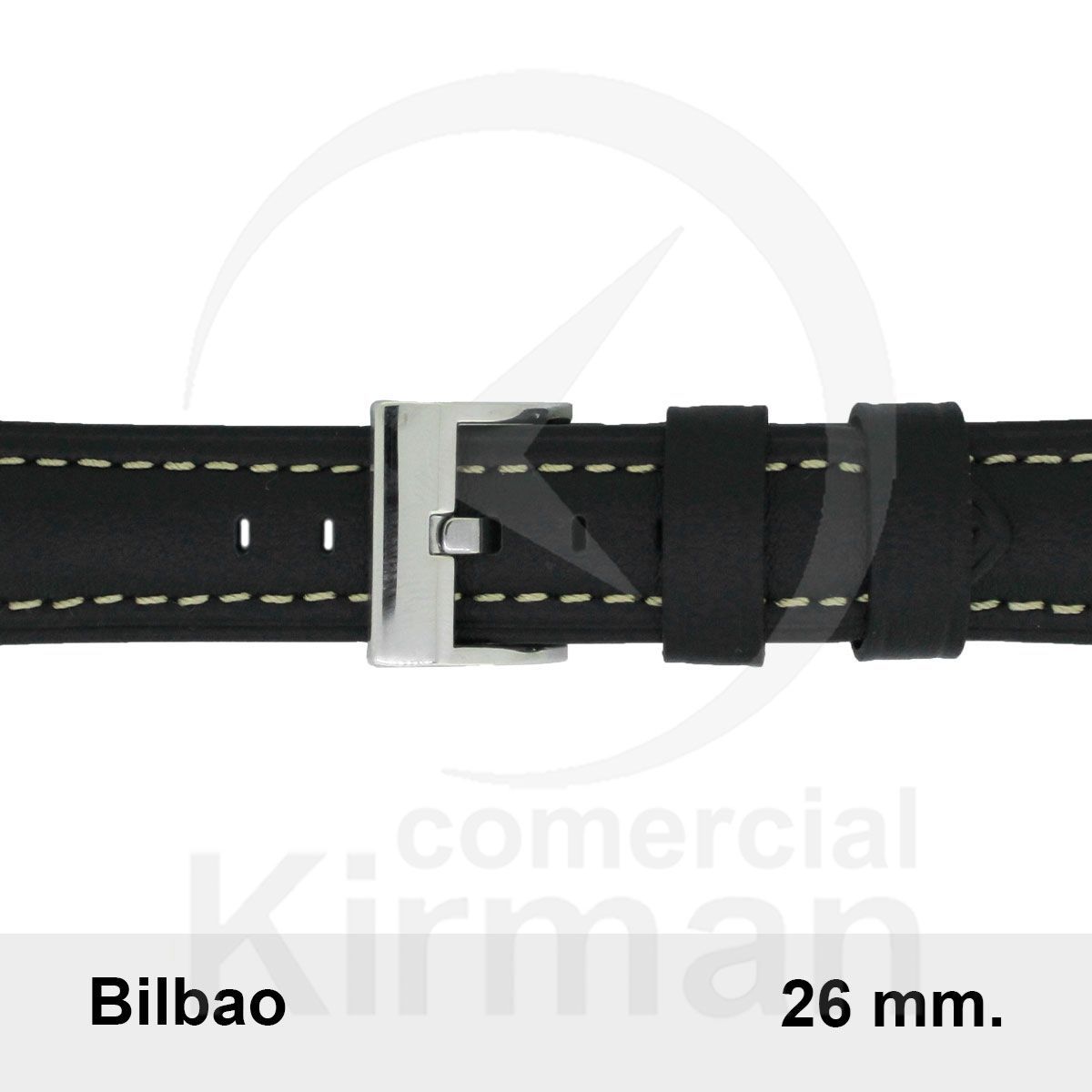 Correa Reloj Piel 26x80/120mm 141144N Bilbao Negra Cierre Hebilla