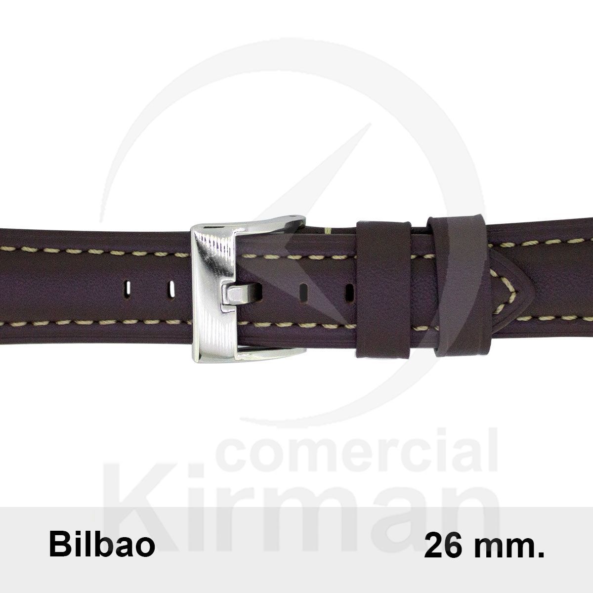 Correa Reloj Piel 26x80/120mm 4401226 Bilbao Marrón Oscuro Cierre Hebilla