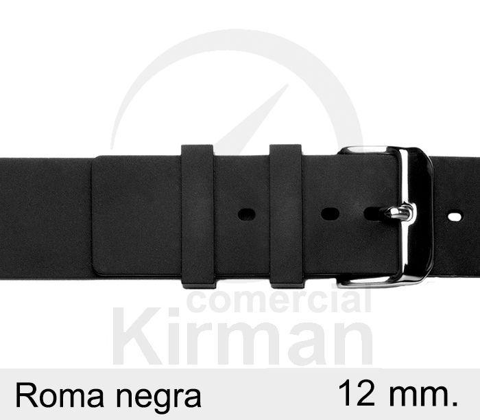 Correa Reloj Silicona 12x75/120mm 135000/12N Roma Negra Cierre Hebilla
