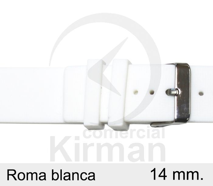 Correa Reloj Silicona 14x75/120mm 135000/14B2 Roma Blanca Cierre Hebilla