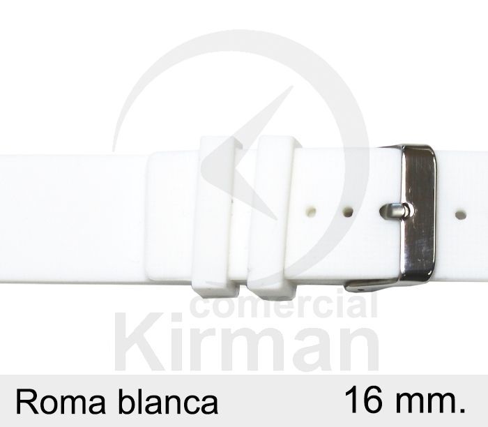 Correa Reloj Silicona 16x75/120mm 135000/16B2 Roma Blanca Cierre Hebilla