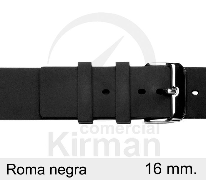 Correa Reloj Silicona 16x75/120mm 135000/16N Roma Negra Cierre Hebilla