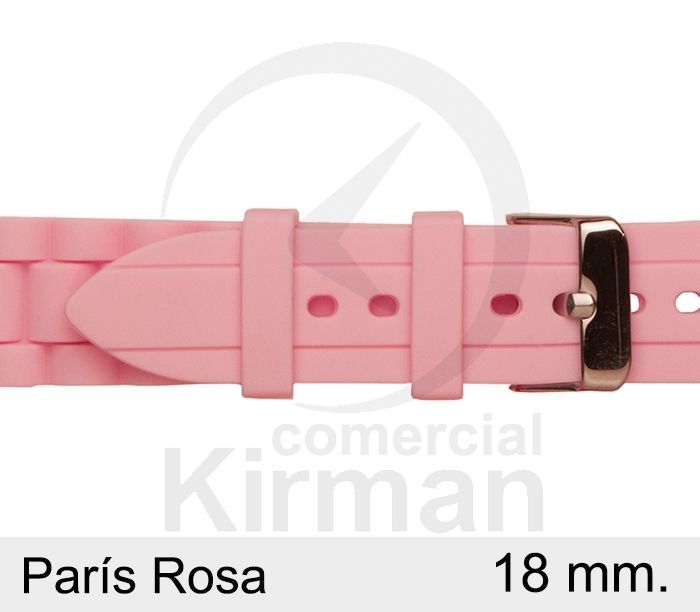 Correa Reloj Silicona 18x75/120mm 135149/18RO París Rosa Cierre Hebilla