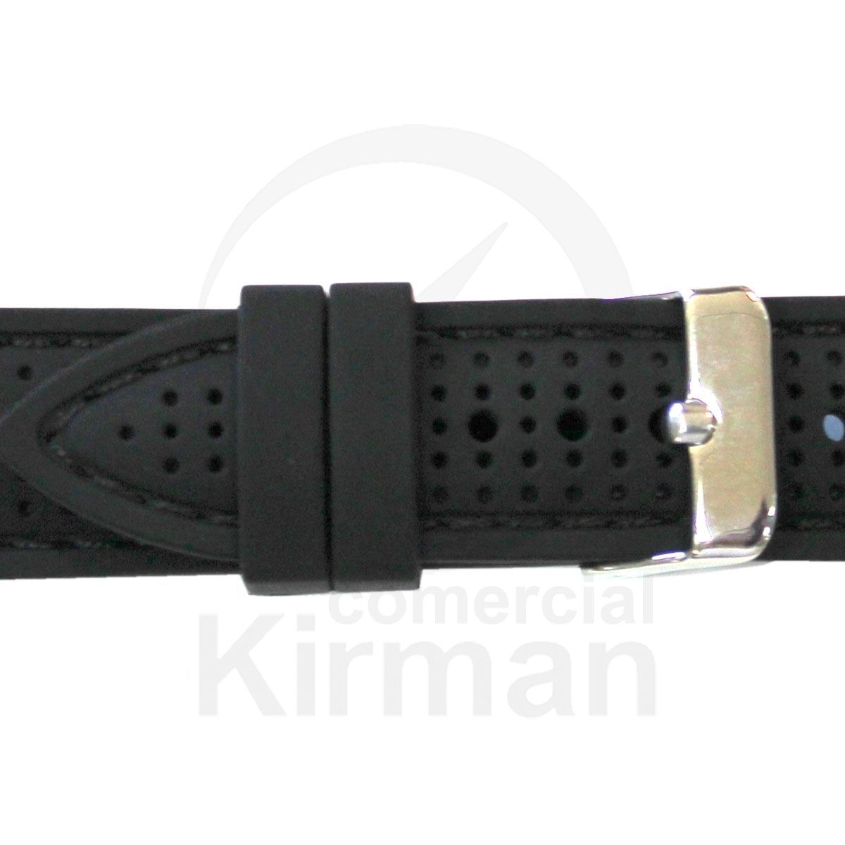 Correa Reloj Silicona 18x80/125mm 135163/18N Munich Negra Cierre Hebilla