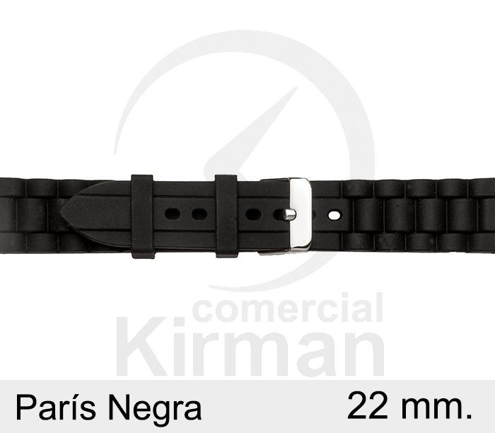 Correa Reloj Silicona 22mm 135149/22N París Negra Cierre Hebilla