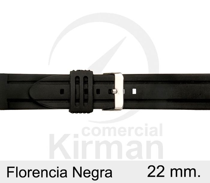 Correa Reloj Silicona 22x75/120mm 135152/22N Florencia Negra Cierre Hebilla