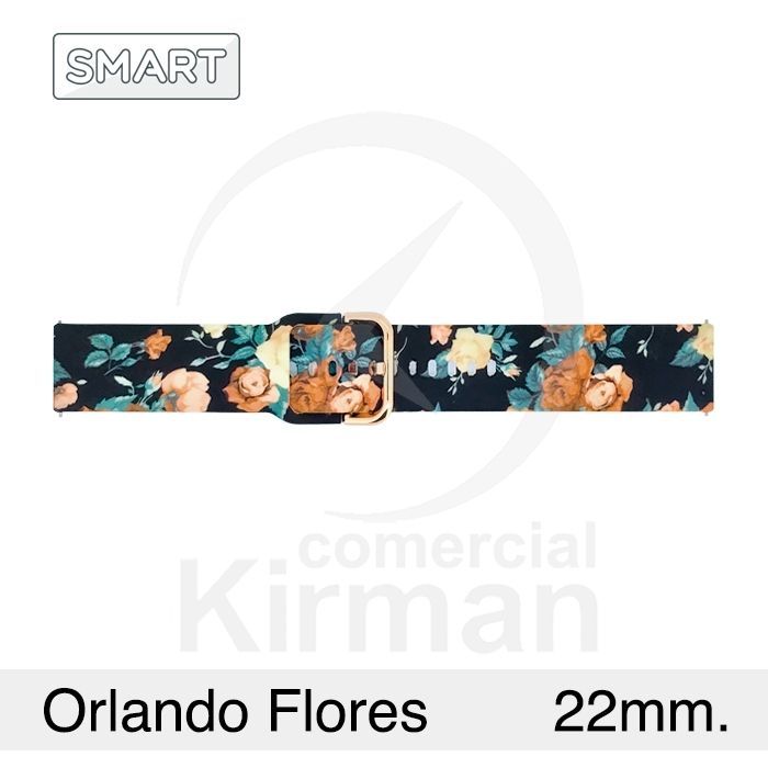 Correa Reloj Silicona 22x75/120mm 135164/22E2 Smart Orlando Estampado Flores Cierre Hebilla