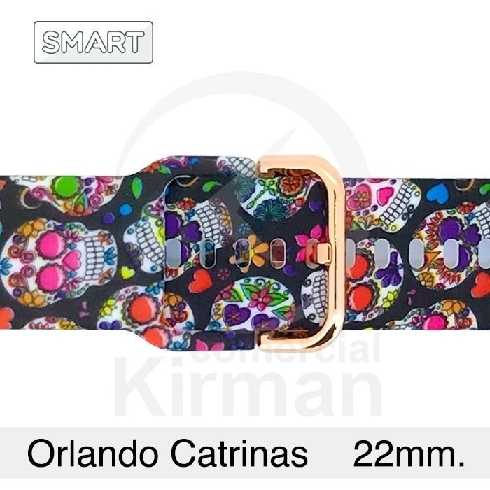 Correa Reloj Silicona 22x75/120mm 135164/22E6 Smart Orlando Estampado Catrina Cierre Hebilla