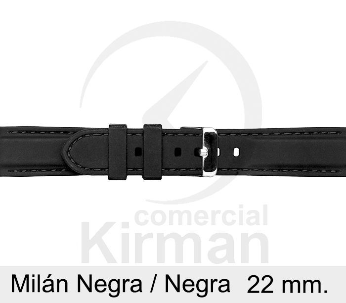 Correa Reloj Silicona 22x80/120mm 135150/22N-N Milán Negra/Negra Cierre Hebilla