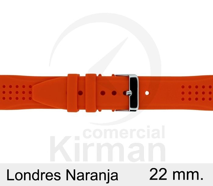 Correa Reloj Silicona 22x85/125mm 135157/22NA Londres Naranja Cierre Hebilla