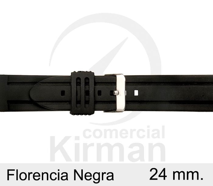 Correa Reloj Silicona 24x75/120mm 135152/24N Florencia Negra Cierre Hebilla