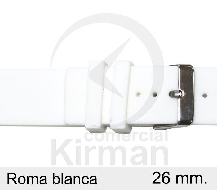 Correa Reloj Silicona 26x75/120mm 135000/26B2 Roma Blanca Cierre Hebilla