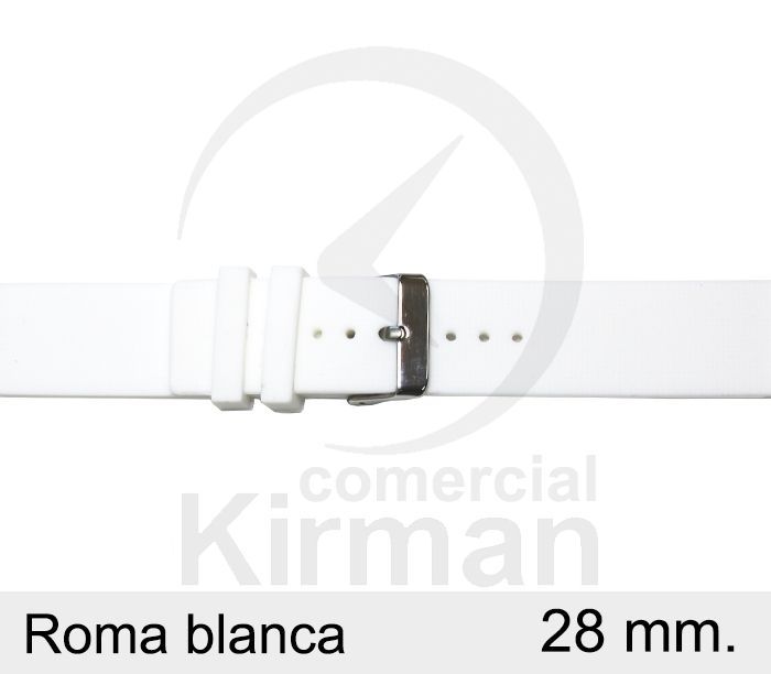Correa Reloj Silicona 28x75/120mm 135000/28B2 Roma Blanca Cierre Hebilla
