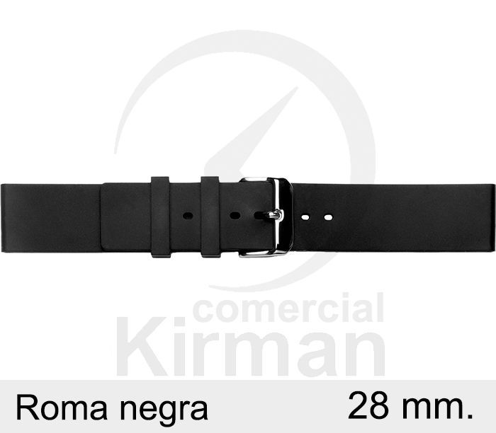 Correa Reloj Silicona 28x75/120mm 135000/28N Roma Negra Cierre Hebilla