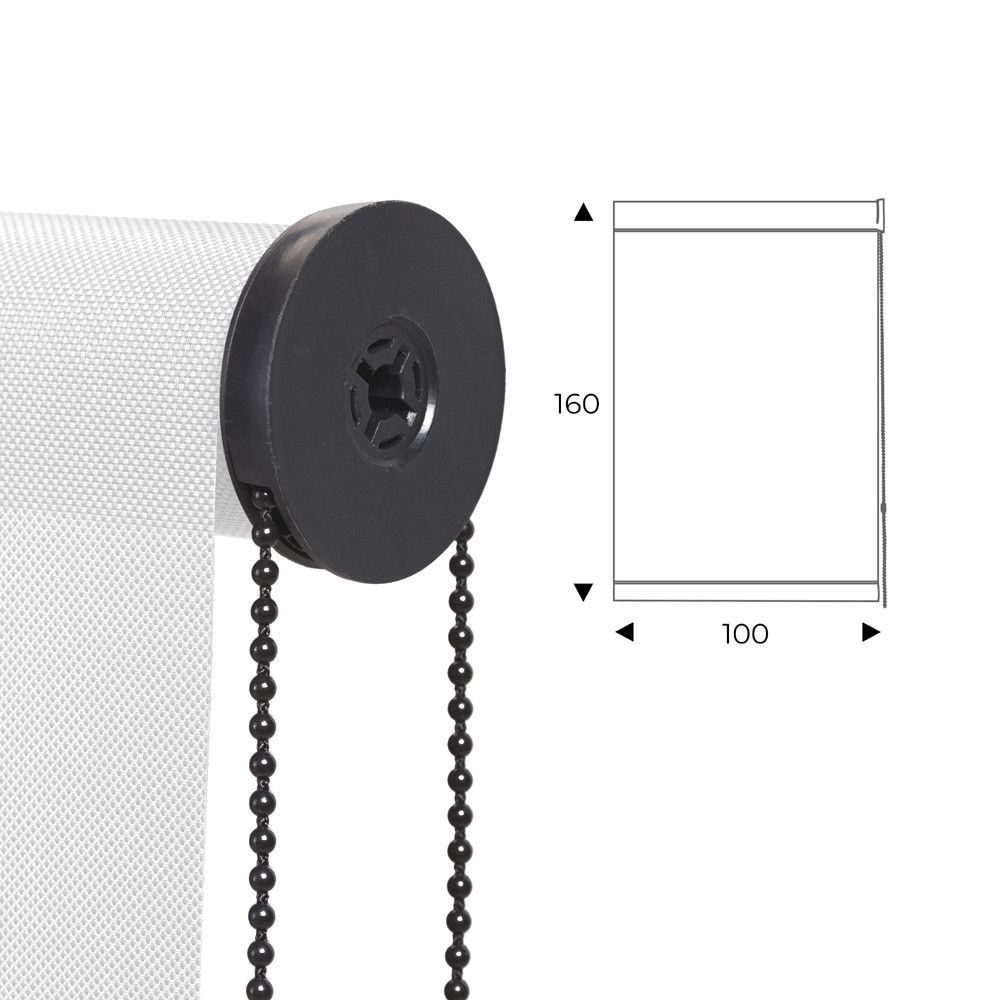 Cortina Enrollable 100 cm Ancho  x  160 cm Alto  - Color Blanco Con Mecanico Negro
