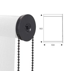 Cortina Enrollable 100 cm Ancho  x  160 cm Alto  - Color Blanco Con Mecanico Negro