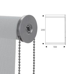 Cortina Enrollable 100 cm Ancho  x  200 cm Alto  - Color Perla Con Mecanico Gris