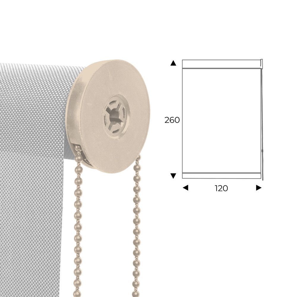 Cortina Enrollable 120 cm Ancho  x  260 cm Alto  - Color Blanco Perla Con Mecanico Beige