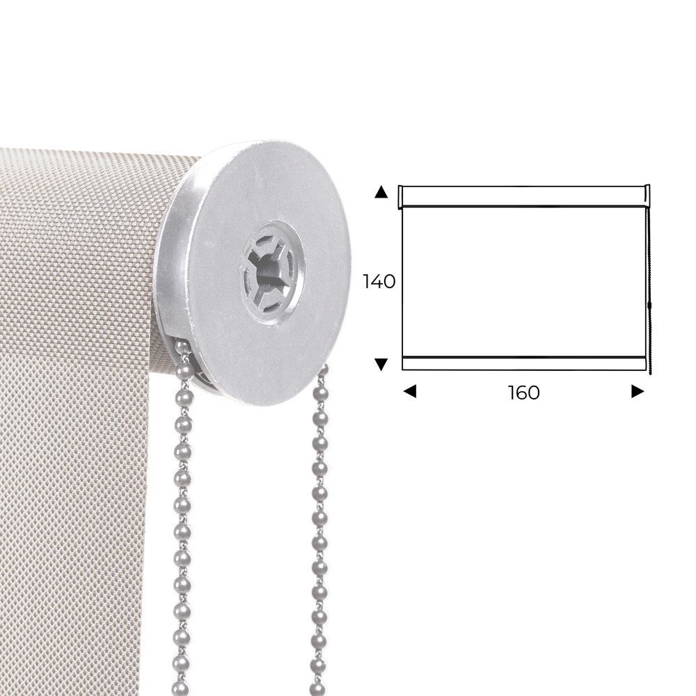 Cortina Enrollable 160 cm Ancho  x  140 cm Alto  - Color Blanco Lino Con Mecanico Blanco