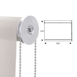 Cortina Enrollable 160 cm Ancho  x  140 cm Alto  - Color Blanco Lino Con Mecanico Blanco