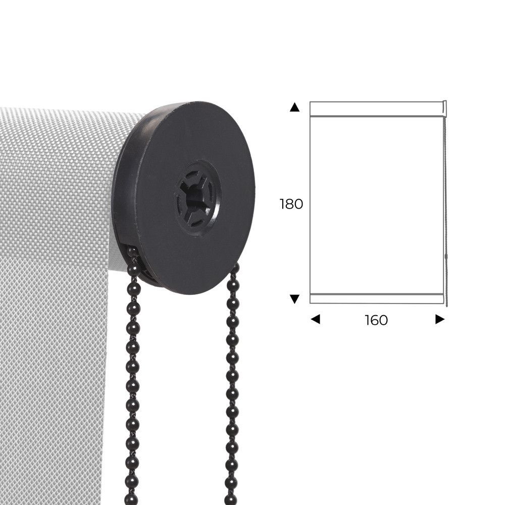 Cortina Enrollable 160 cm Ancho  x  180 cm Alto   - Color Blanco Perla Con Mecanico Negro