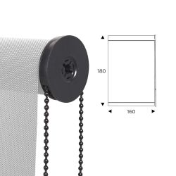 Cortina Enrollable 160 cm Ancho  x  180 cm Alto   - Color Blanco Perla Con Mecanico Negro