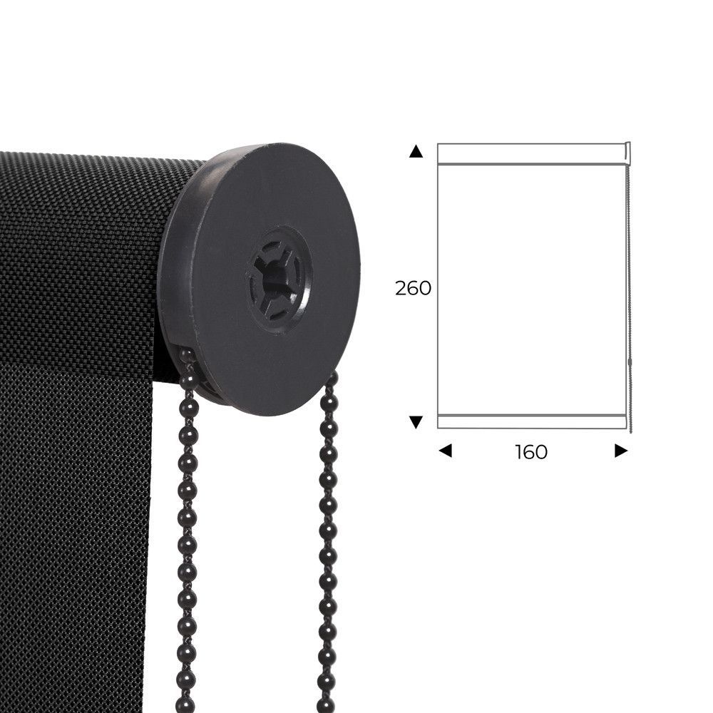 Cortina Enrollable 160 cm Ancho  x  260 cm Alto   - Color Antracita Con Mecanico Negro