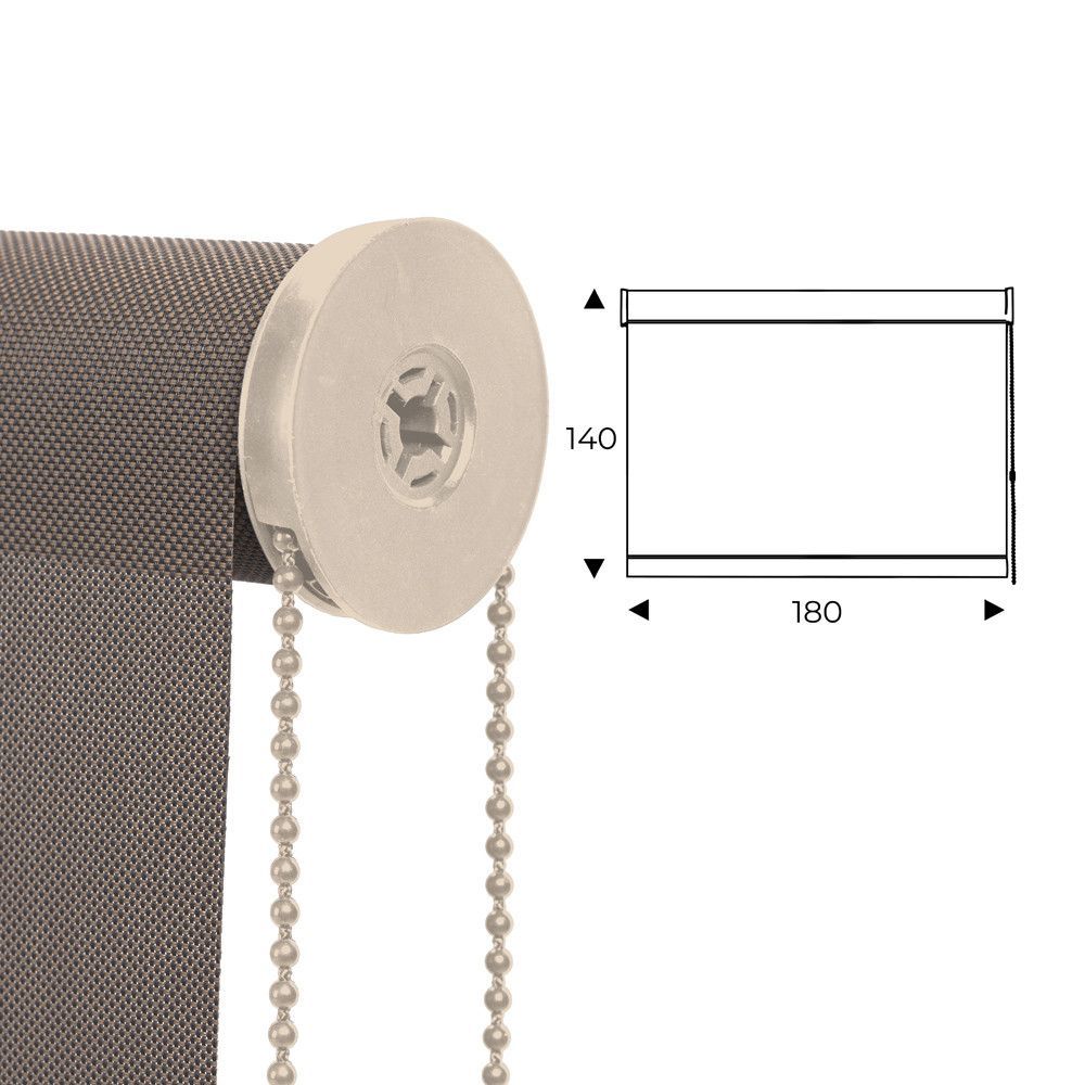 Cortina Enrollable 180 cm Ancho  x  140 cm Alto - Color Antracita Bronce Con Mecanico Beige