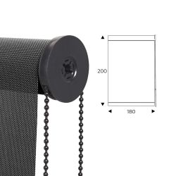 Cortina Enrollable 180 cm Ancho  x  200 cm Alto   - Color Antracita  Gris Con Mecanico Negro