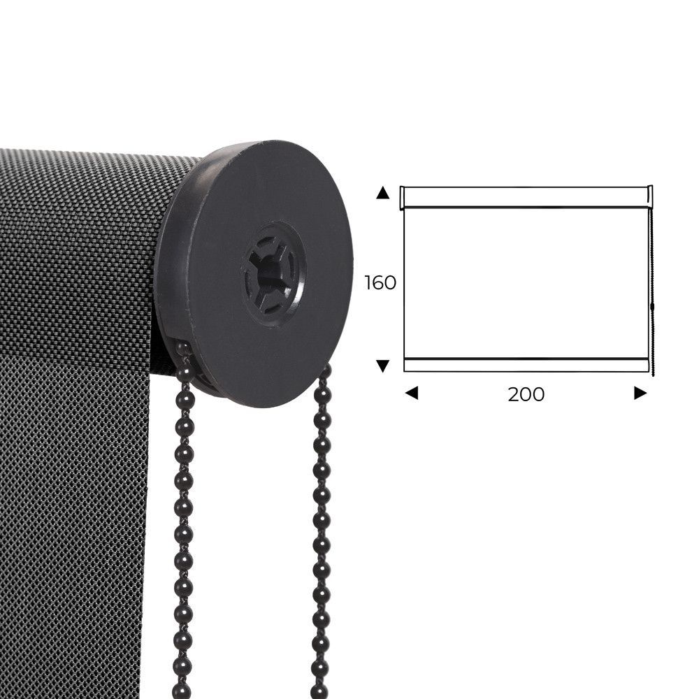 Cortina Enrollable 200 cm Ancho  x  160 cm Alto  - Color Antracita  Gris Con Mecanico Negro