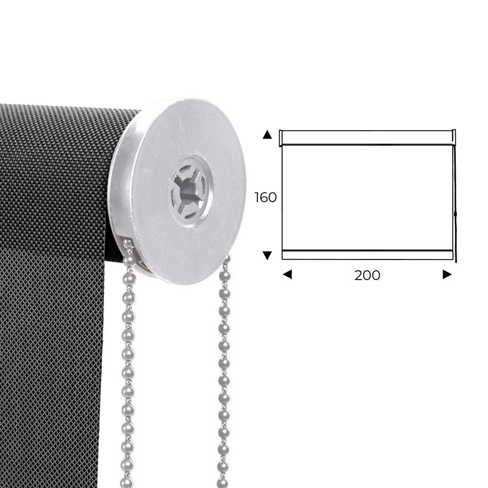 Cortina Enrollable 200 cm Ancho  x  160 cm Alto  - Color Antracita Gris Con Mecanico Blanco