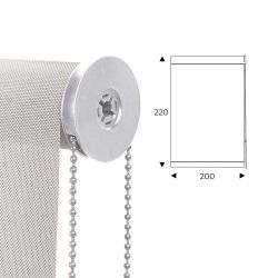 Cortina Enrollable 200 cm Ancho  x  220 cm Alto   - Color Blanco Lino Con Mecanico Blanco