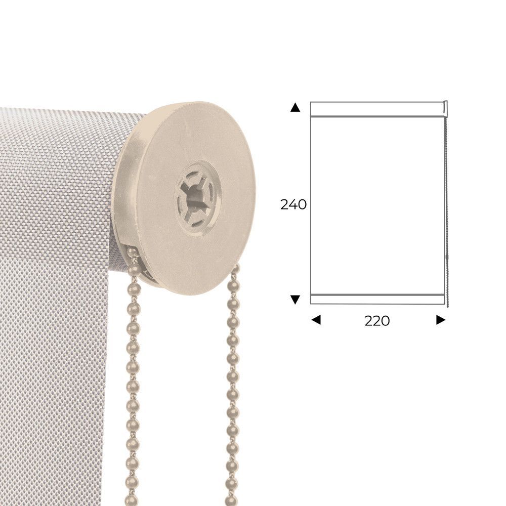 Cortina Enrollable 220 cm Ancho  x  240 cm Alto  - Color Blanco Lino Con Mecanico Beige