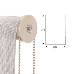 Cortina Enrollable 220 cm Ancho  x  240 cm Alto  - Color Blanco Lino Con Mecanico Beige