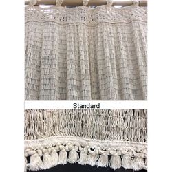 CORTINA RED PESCADOR ALGODÓN NATURAL - FLECO Y franja GANCHILLO (color crudo)  standard 210 cm alto x 120 cm ancho - sin vuelo - importación.