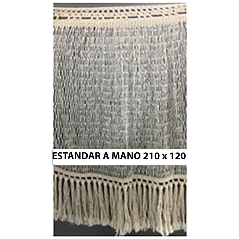 Cortina Red PESCADOR ESTANDAR: 210x120 cm hecha A MANO - Algodón natural color crudo  franja GANCHILLO con ANILLAS y FLECO con vuelo