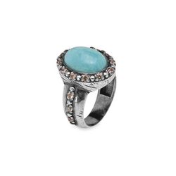 CR41A Anillo Plata de Palo mujer amazonita con brazo de circonitas