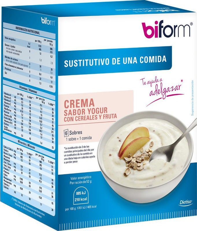 Crema Biform Yogur y Cereales 6 sobres Dielisa