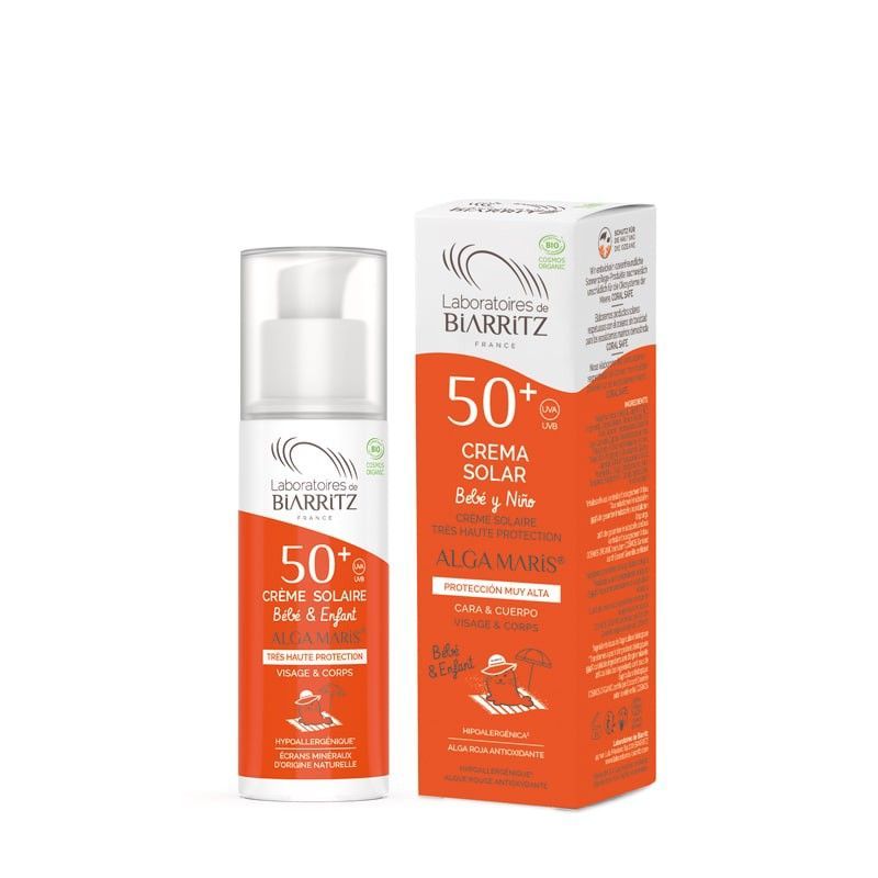 Crema Solar SPF50+ 100ml bebes y niños Certificada Orgánica de Alga Maris
