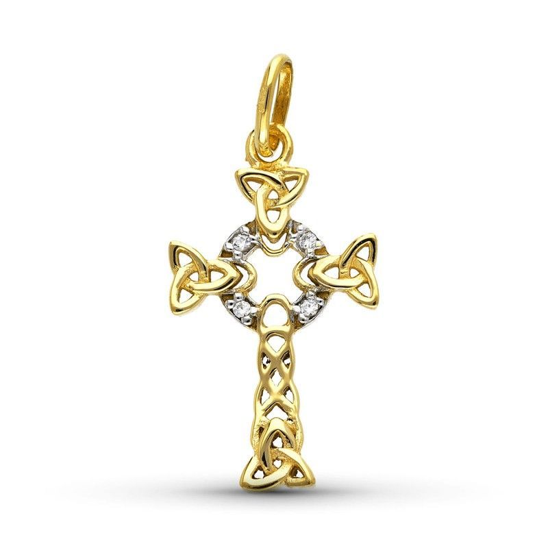 Cruz Celta Oro 9kts Bicolor Plata 18x12mm 9K12967 Circonitas