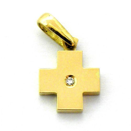 Cruz Oro 18kts Cruz Brillo Con Brillante 10x10mm C1/10806