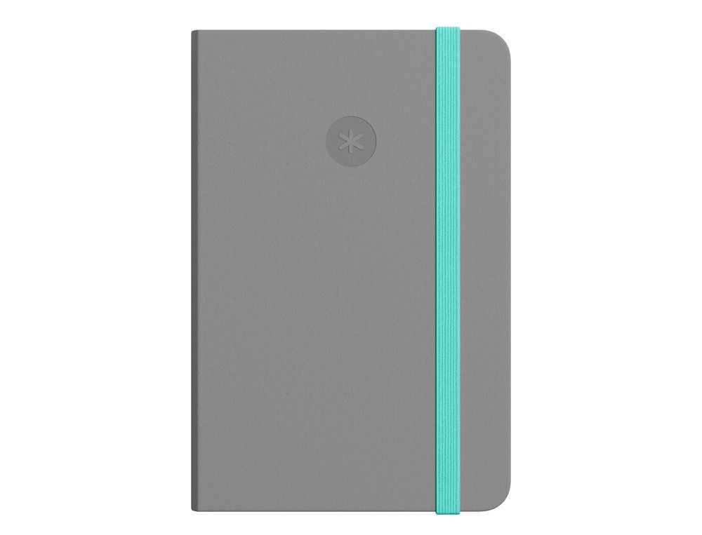 Cuaderno con gomilla antartik notes tapa dura a4 hojas cuadricula gris y turquesa 100 hojas 80 gr fsc
